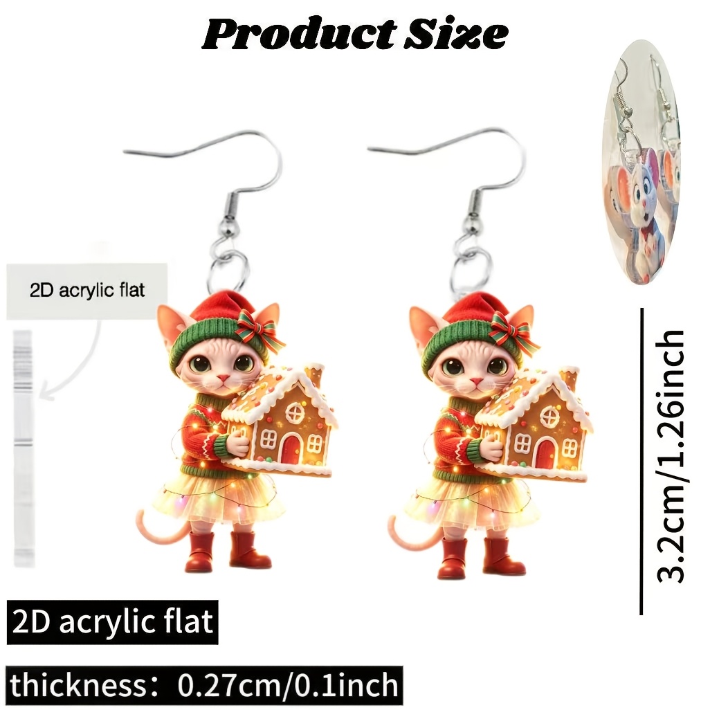 DIY 2D Acrylic Kitten Charm Earrings